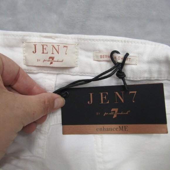 7 For All Mankind Jen 7 White Bermuda Denim Jean Shorts Size 16 New - Picture 6 of 11
